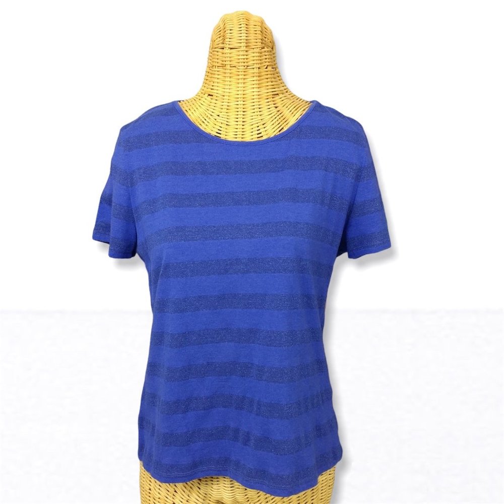 Women's Talbots Petites Blue Stripe Blouse Size LP